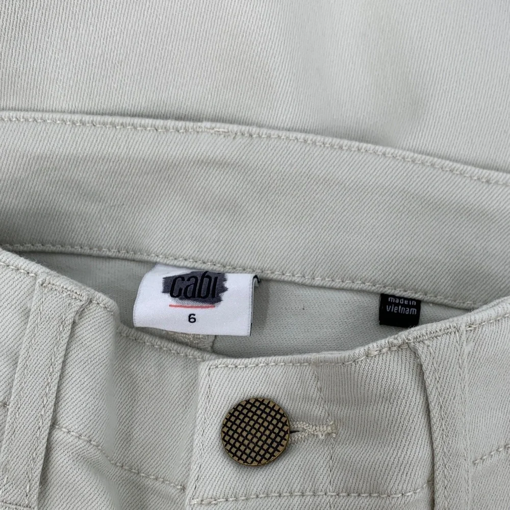 CAbi Compass jogger pants beige tan zipper stretch patch pockets oyster new 6